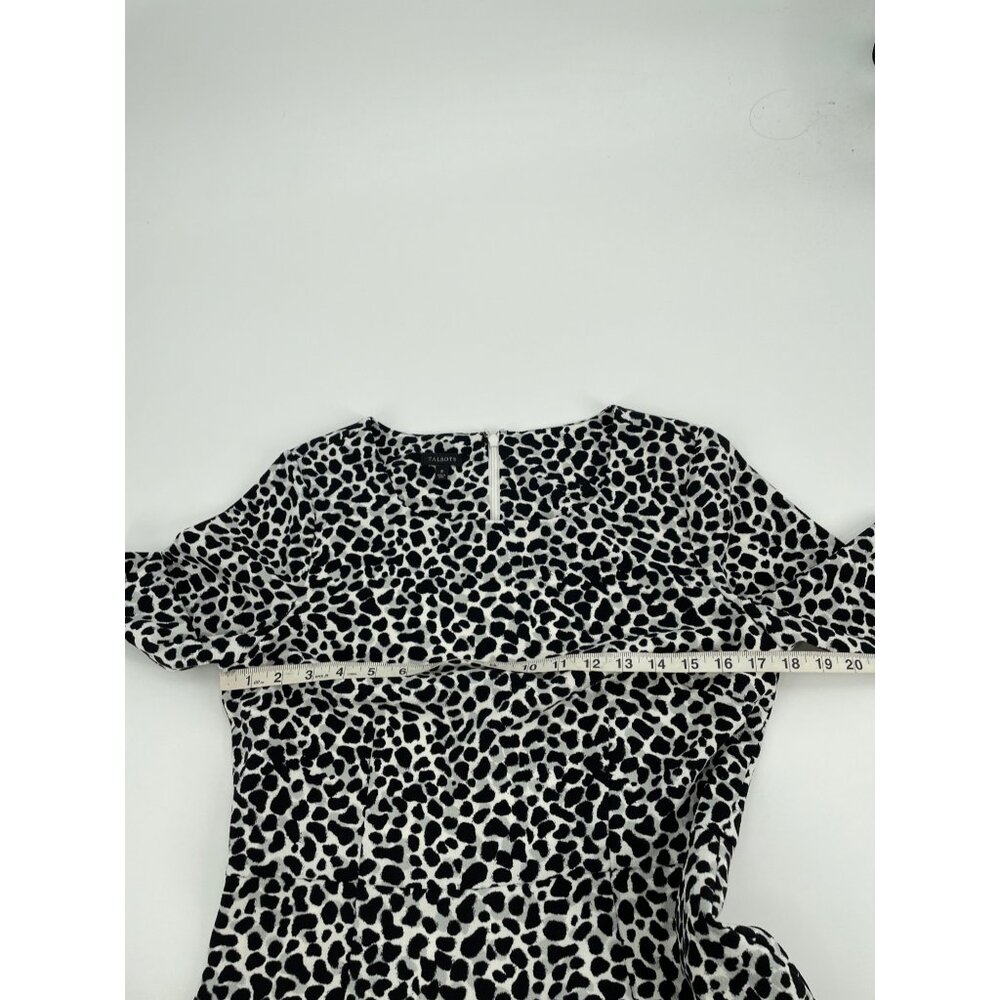 Talbots Womens 8 Animal Print Sheath Dress Black White Short Sleeves Classic - Picture 6 of 8